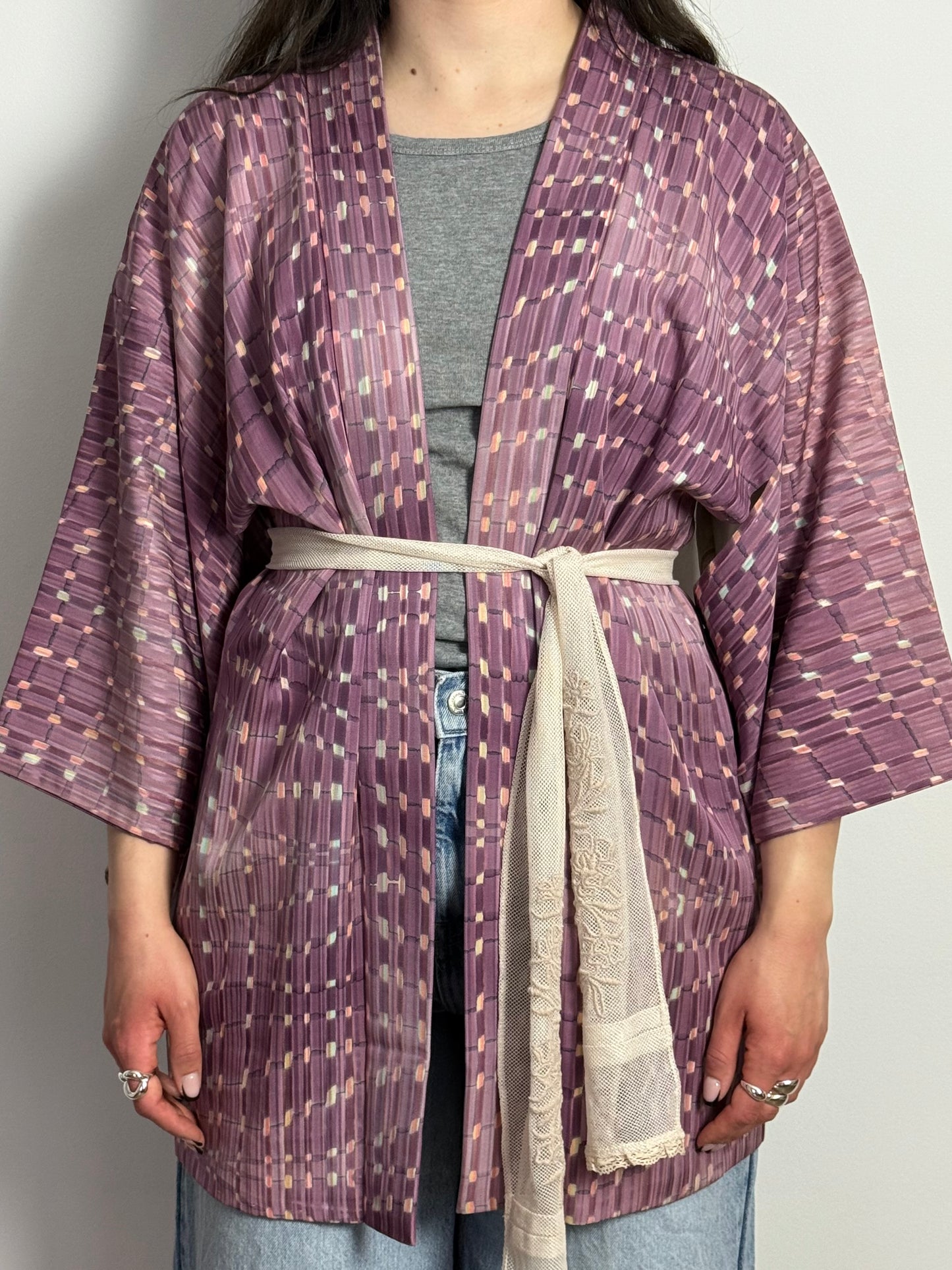 Vintage Mauve Patterned Kimono