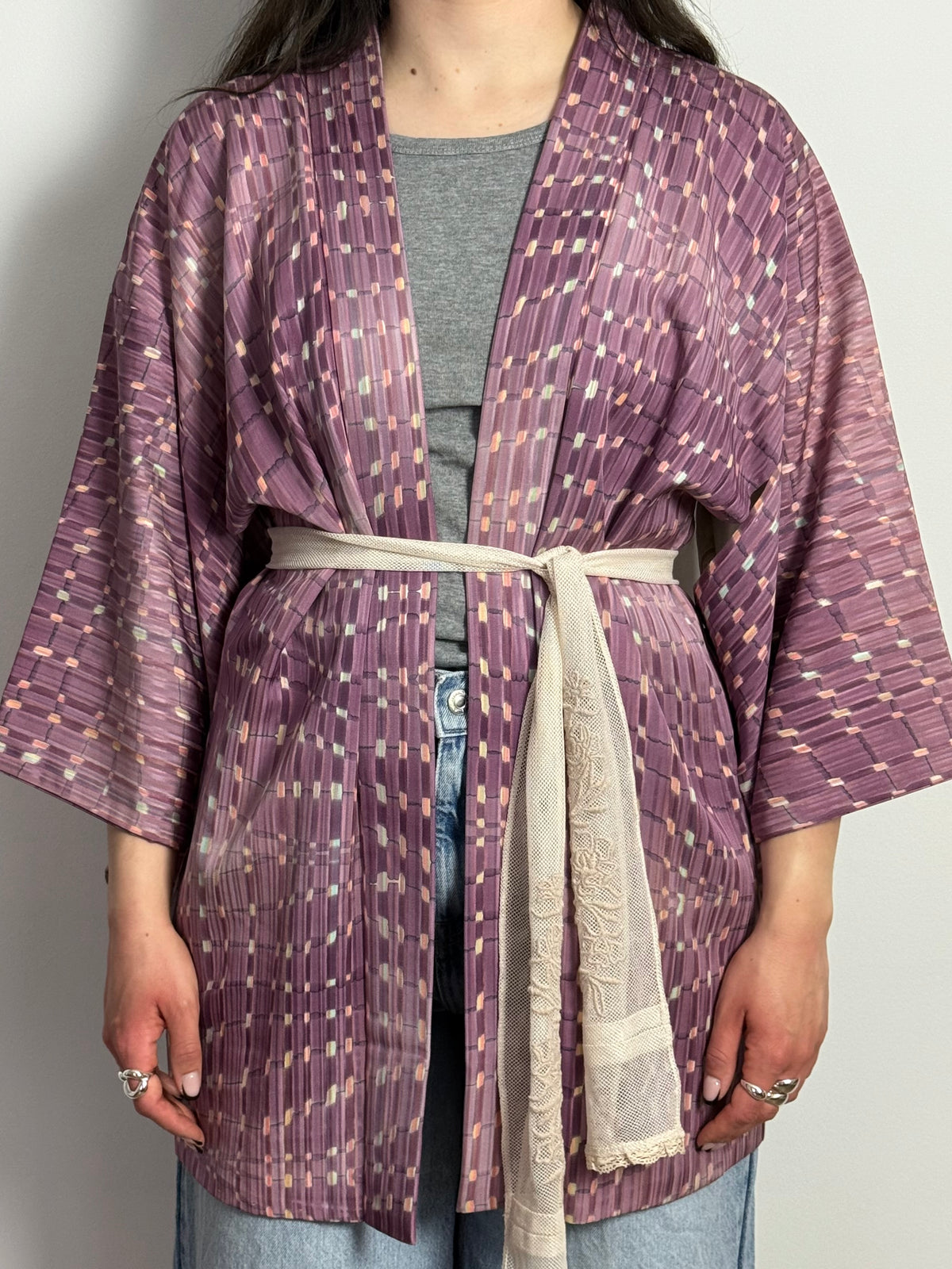Vintage Mauve Patterned Kimono