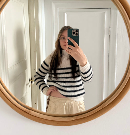 Sézane Sweater with Stripes and Gold Buttoms