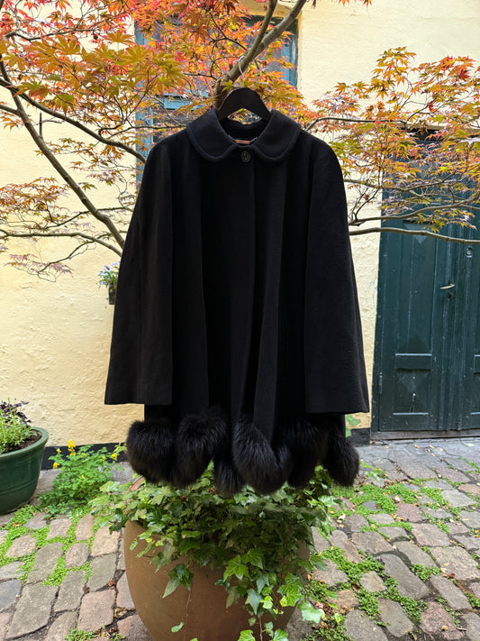 Rare Vintage Walter Duchini Wool A-Line Coat with Genuine Fur Trim