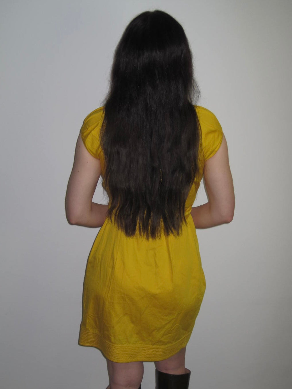 Vintage Diane Von Furstenberg Yellow Wrap Mini Dress With Textured Trim and Tie Waist