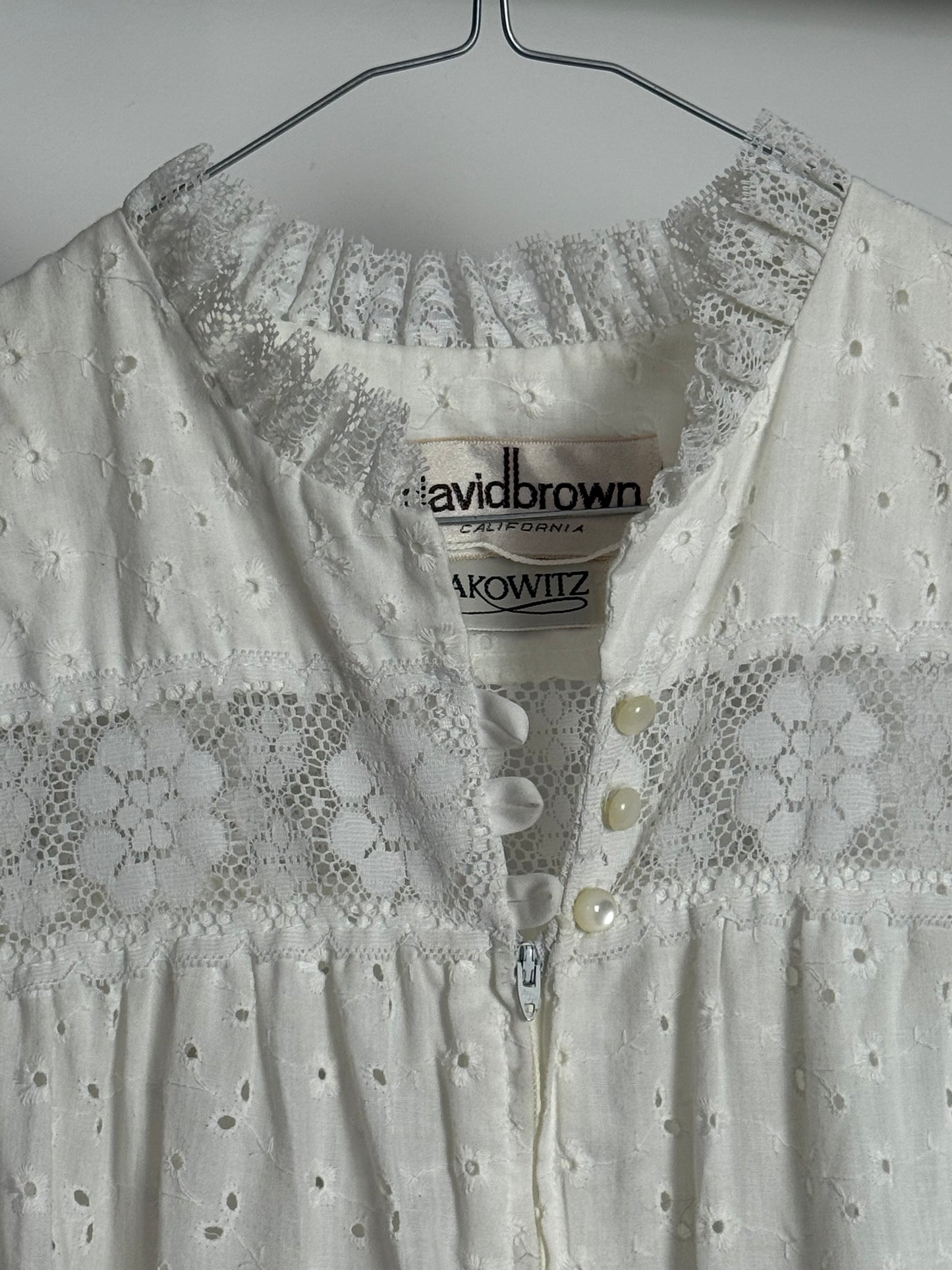 Vintage White Broderie Anglaise Maxi Dress