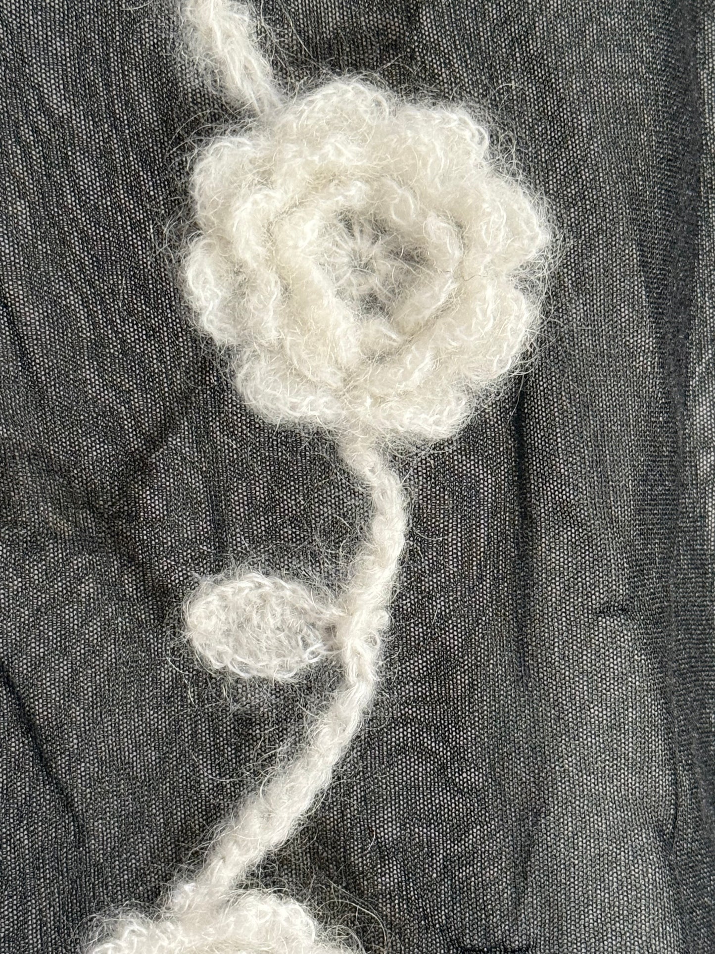 Ganni Turtleneck Mesh Top with Crochet Flowers Appliqués