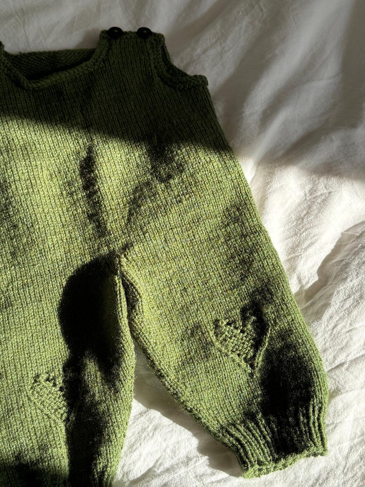 Vintage Handknit Baby Romper with Heart Details