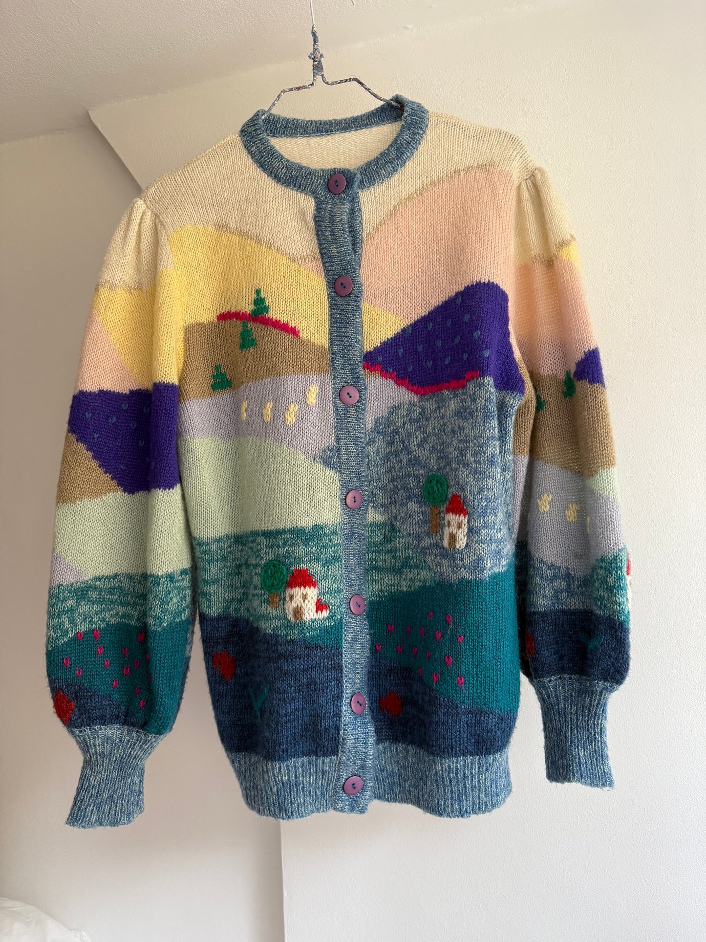Vintage Cottage Landscape Cardigan