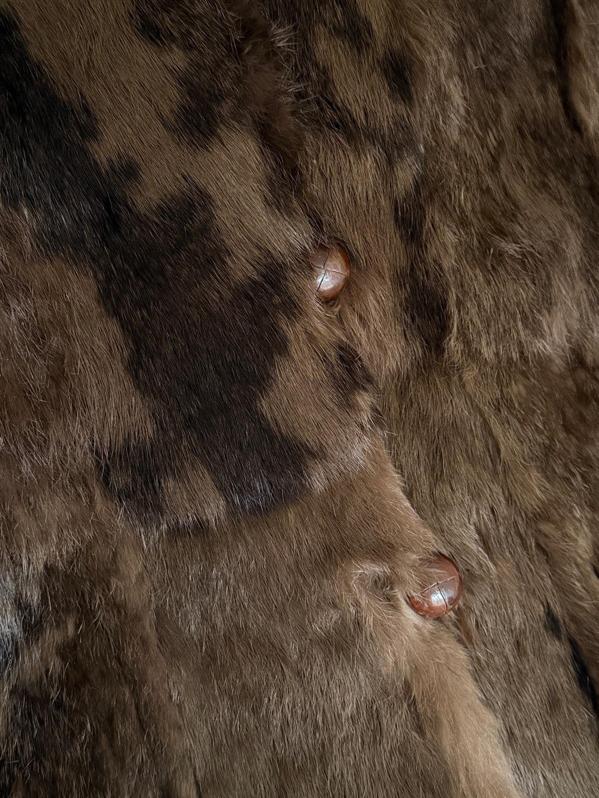 Vintage Children’s Fur Coat with Hoodie and Wood Buttons