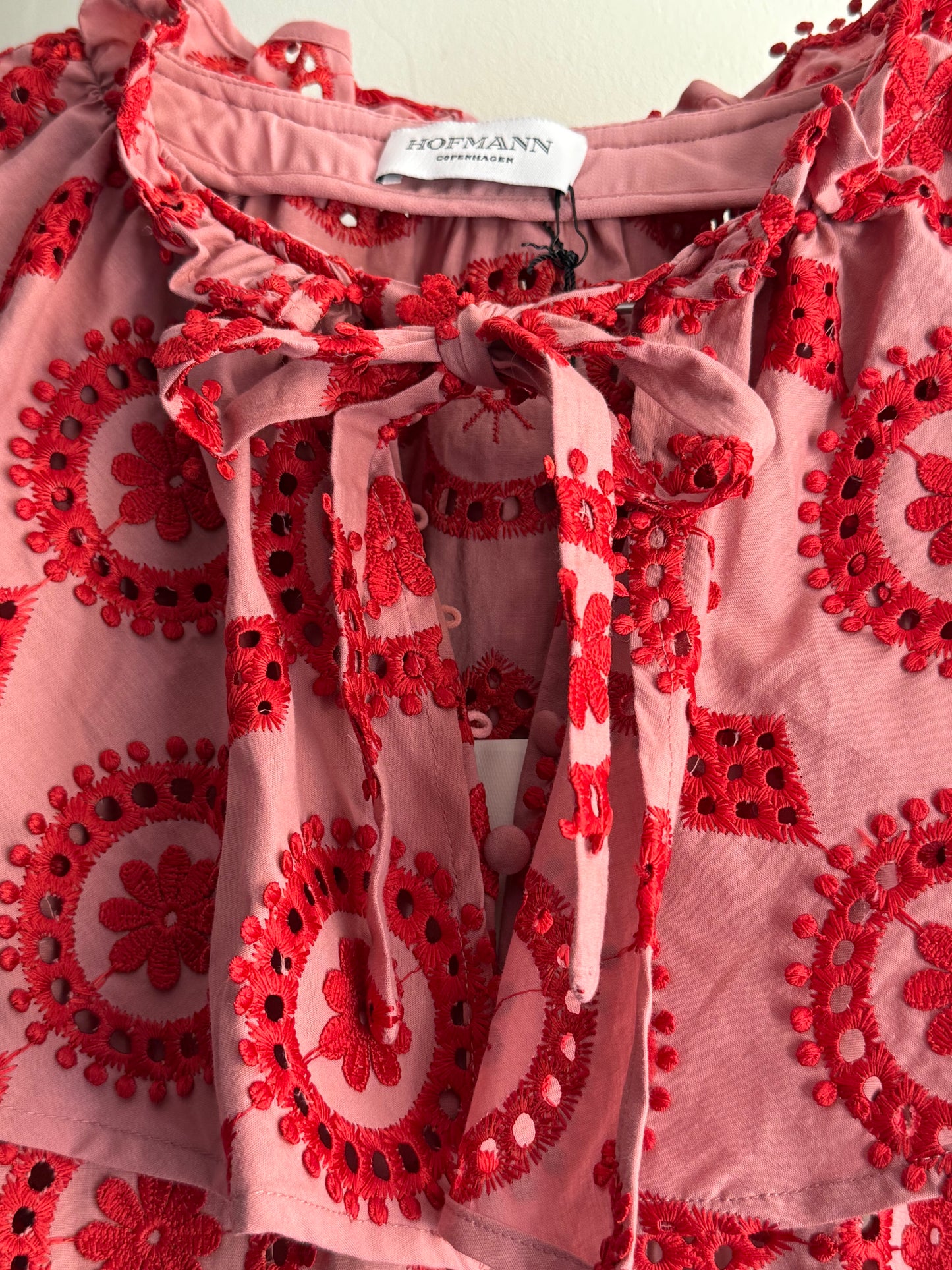 Hofmann Copenhagen Pink Blouse with Red Embroidery