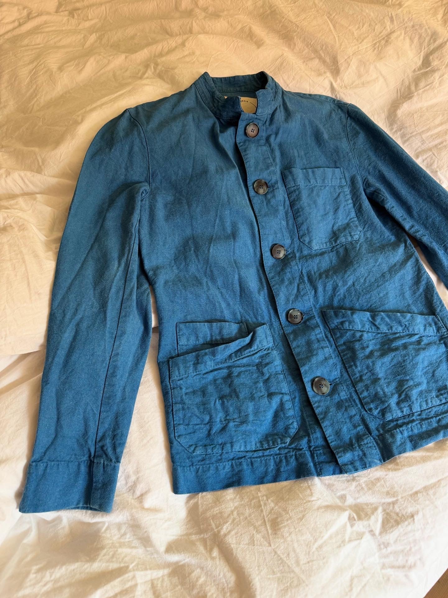 Slow Works Blue Cotton Jacket with Back Motive