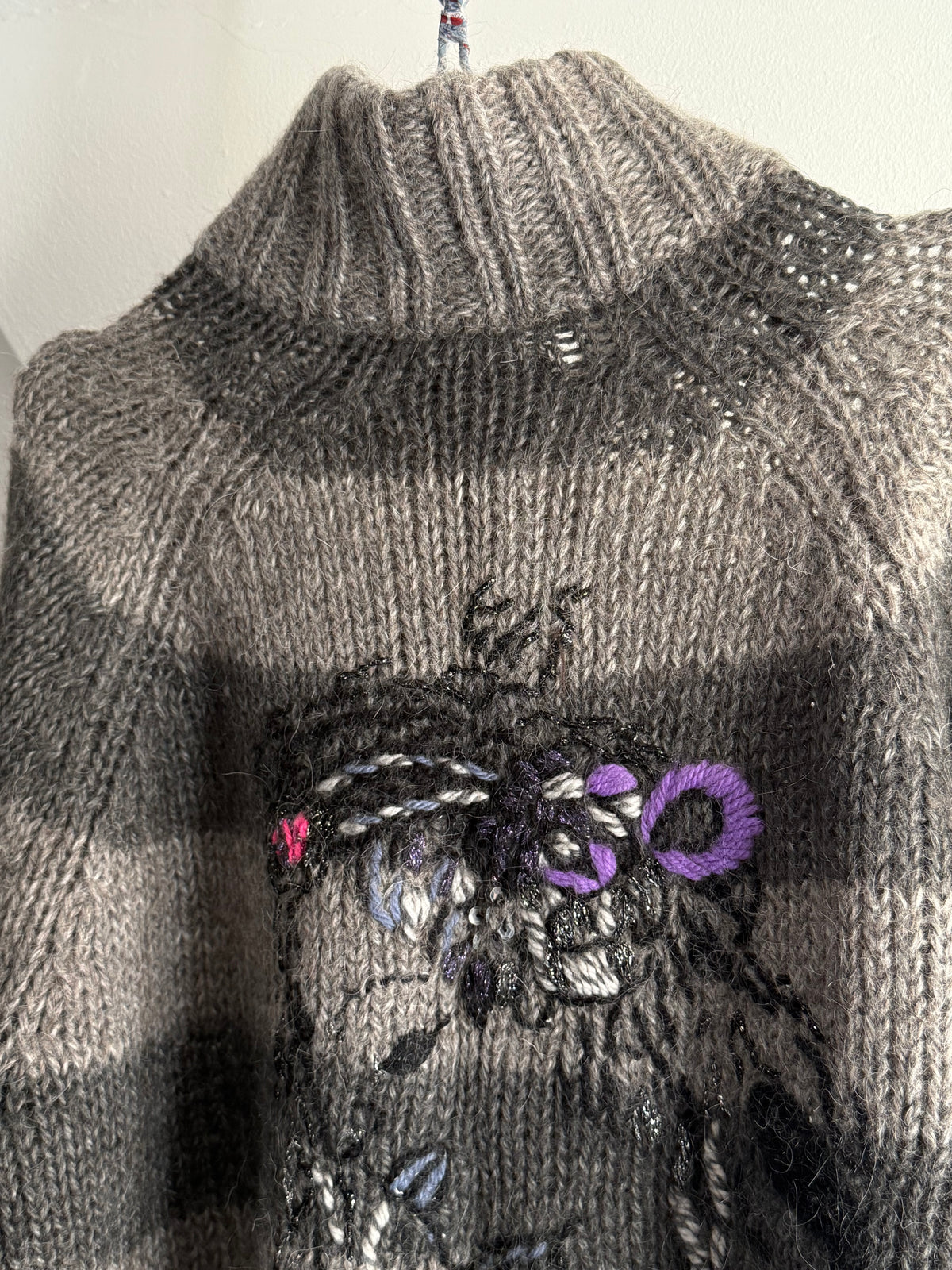 Baum und Pferdgarten Striped Alpaca Wool Embroidered Cardigan