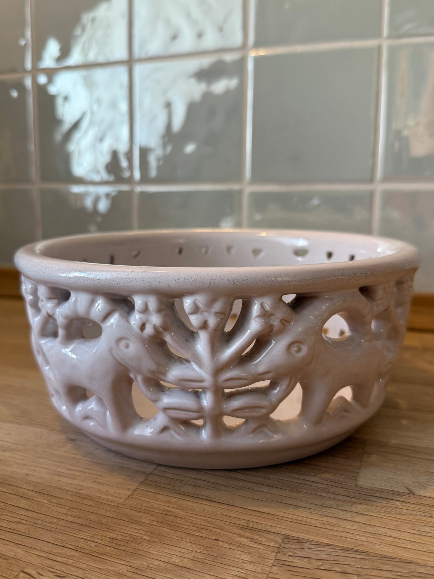 Vintage L. Hjorts Ceramic Set with Bowl and Candle Holder c. 1960s