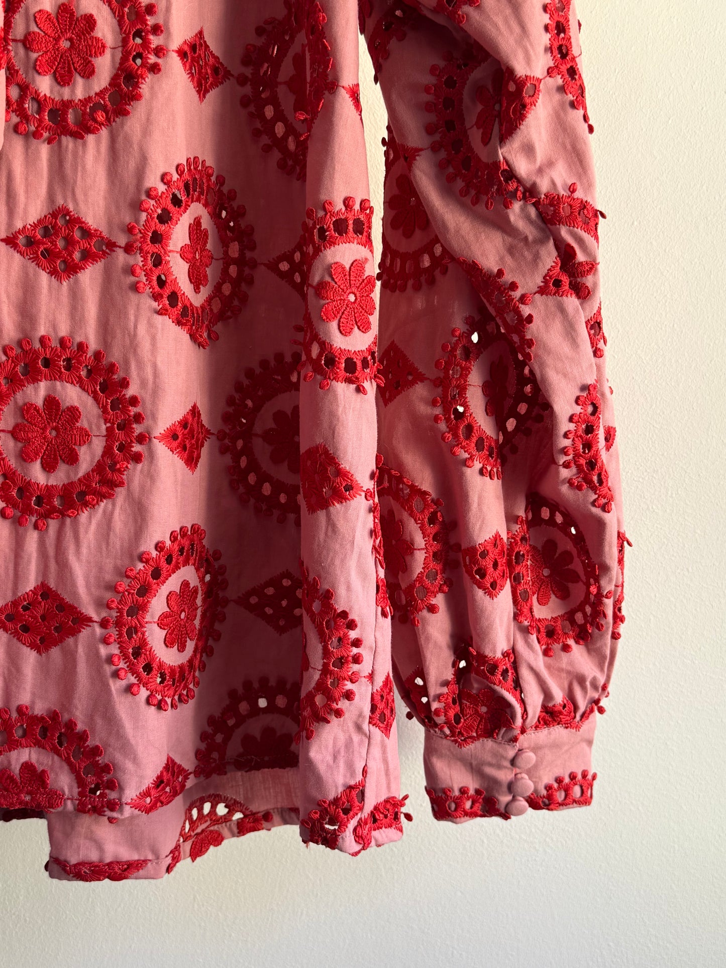 Hofmann Copenhagen Pink Blouse with Red Embroidery