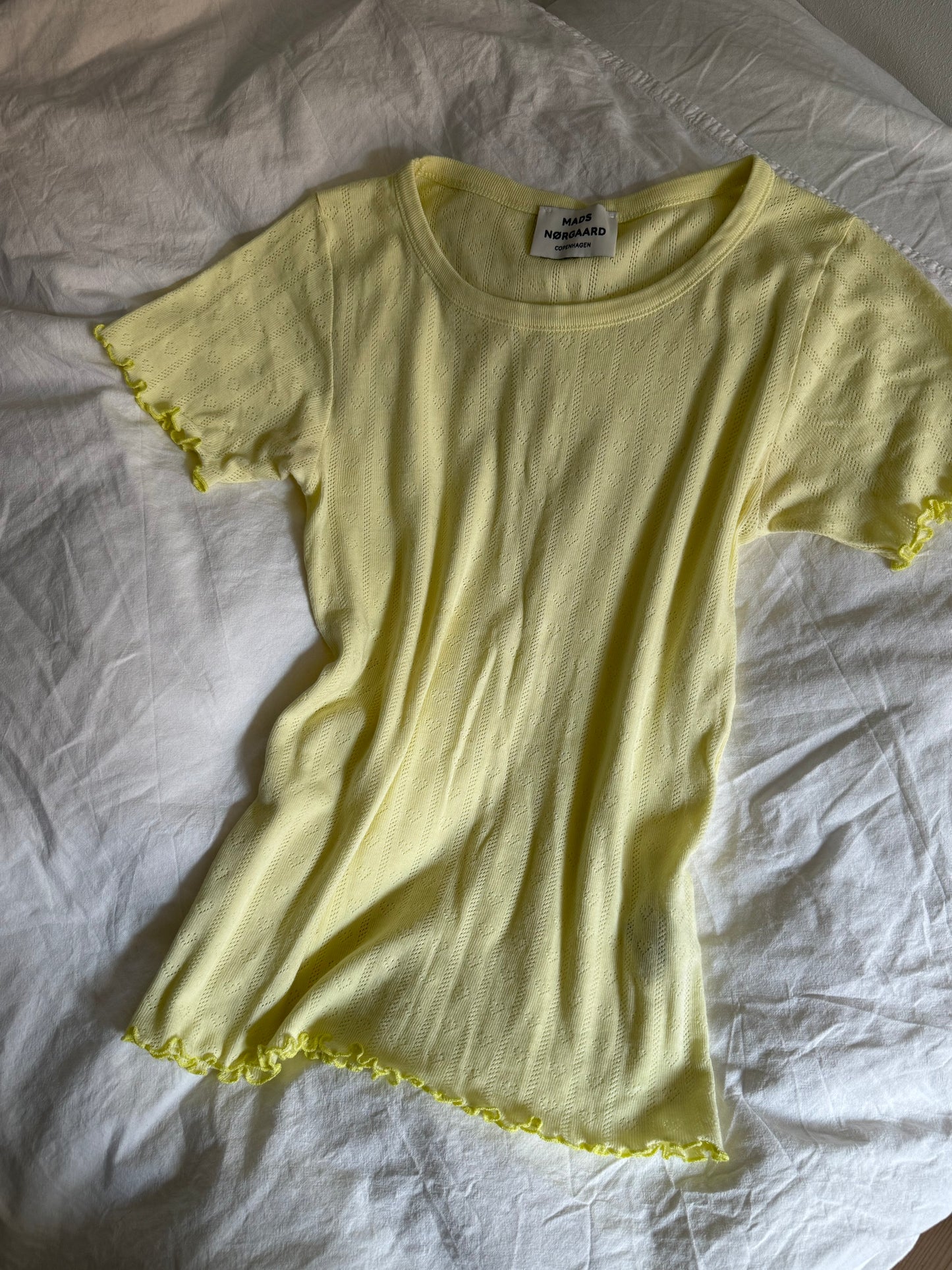 Mads Nørgaard Butter Yellow Heart Pointelle Tee