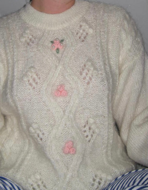 Vintage Sweater With Flower Details