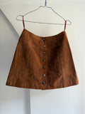Vintage RIVET Brown Suede Button-Front Mini Skirt