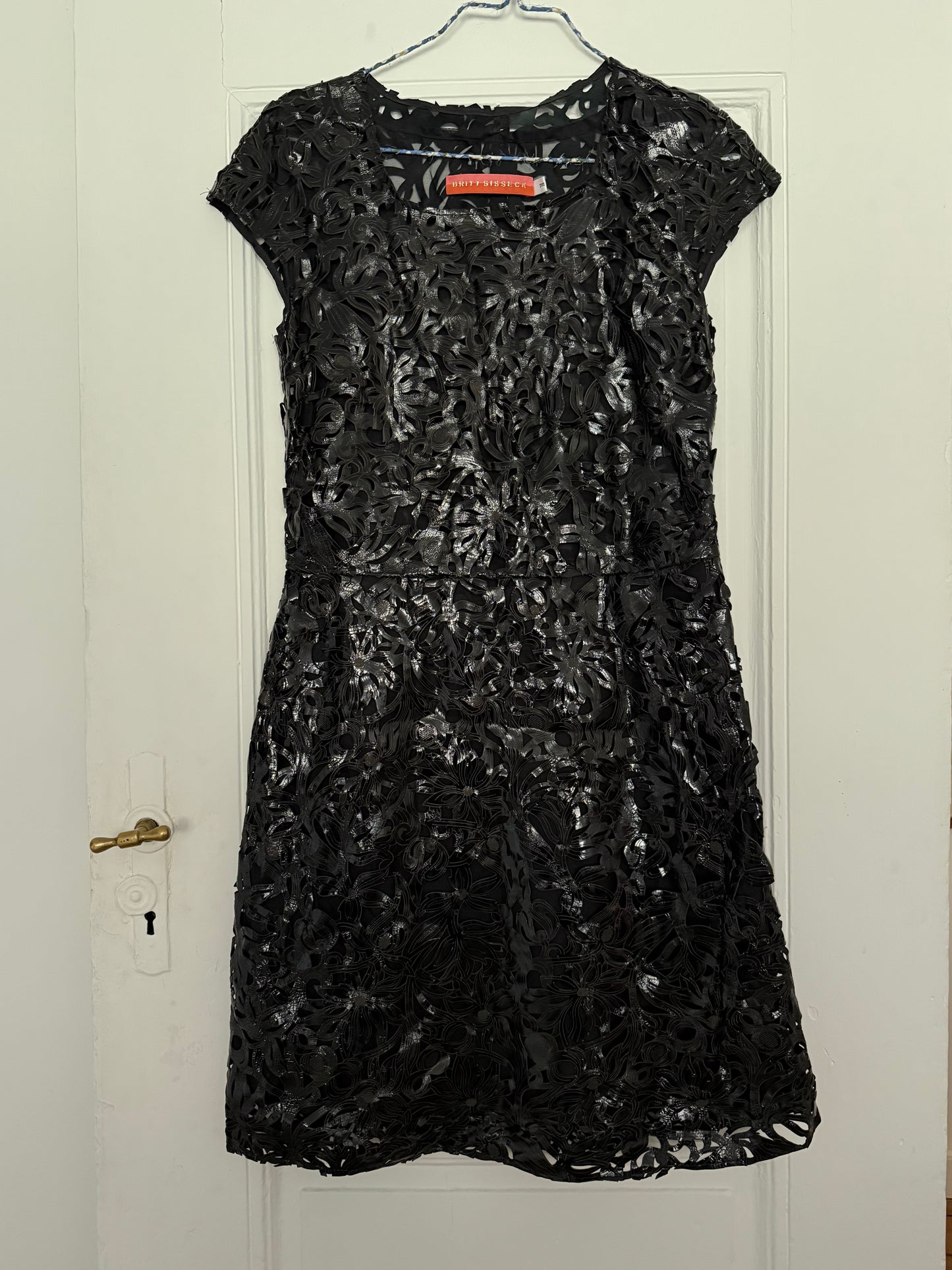 Vintage Britt Sisseck Leather and Silk Dress in Flower Pattern