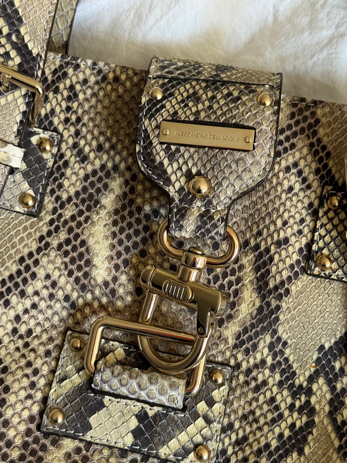 Vintage 00s Alessandro Dell’Acqua Python Leather Handbag