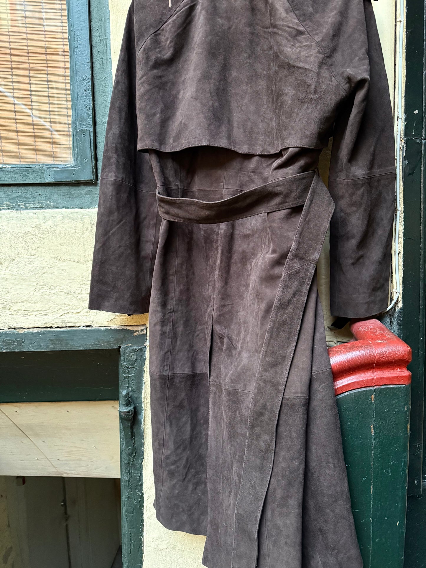 Donna Karan Suede Trenchcoat in Brown