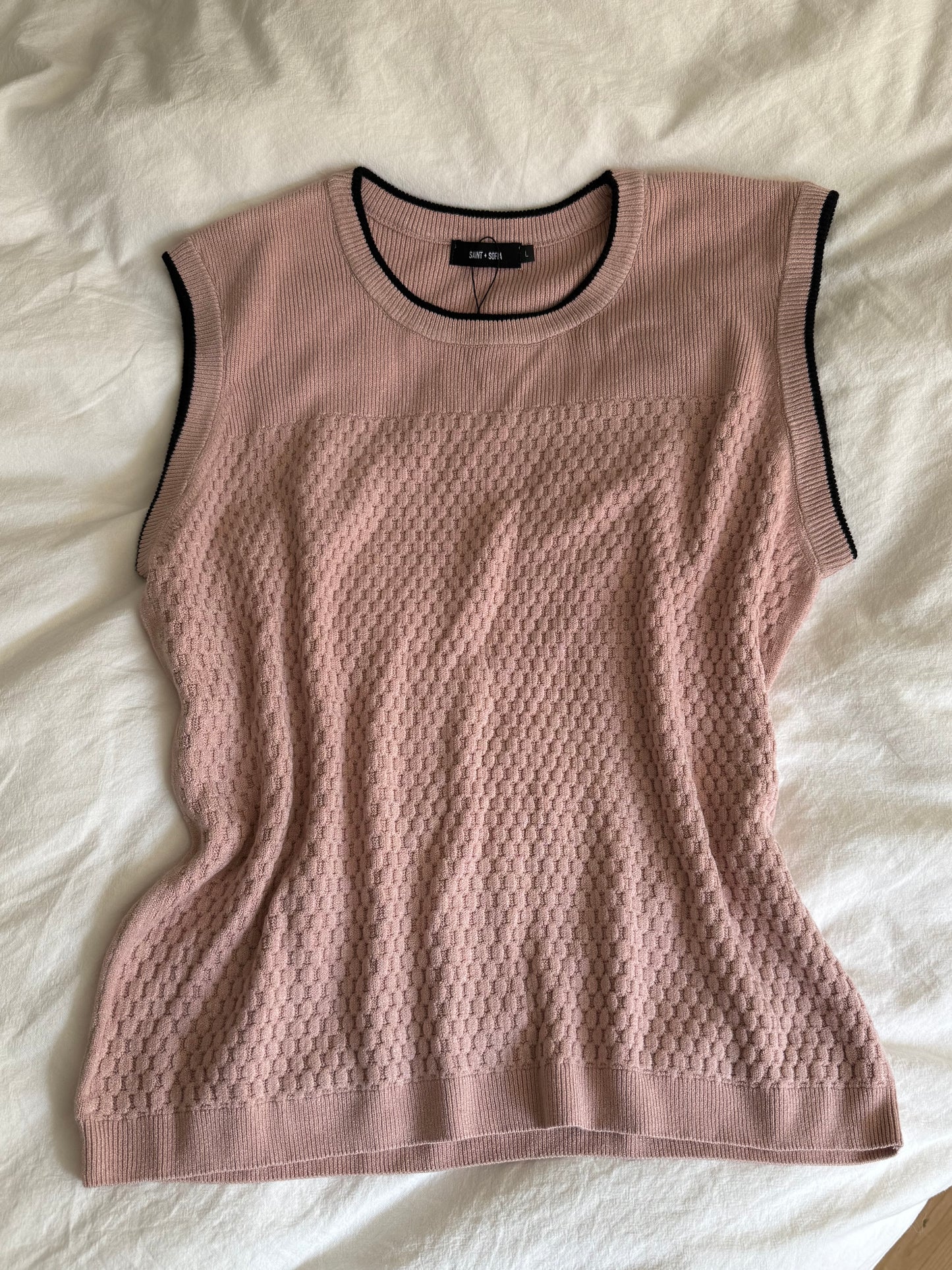 Soft Pink Textured Knit Sleeveless Top