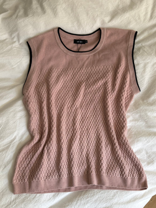 Soft Pink Textured Knit Sleeveless Top
