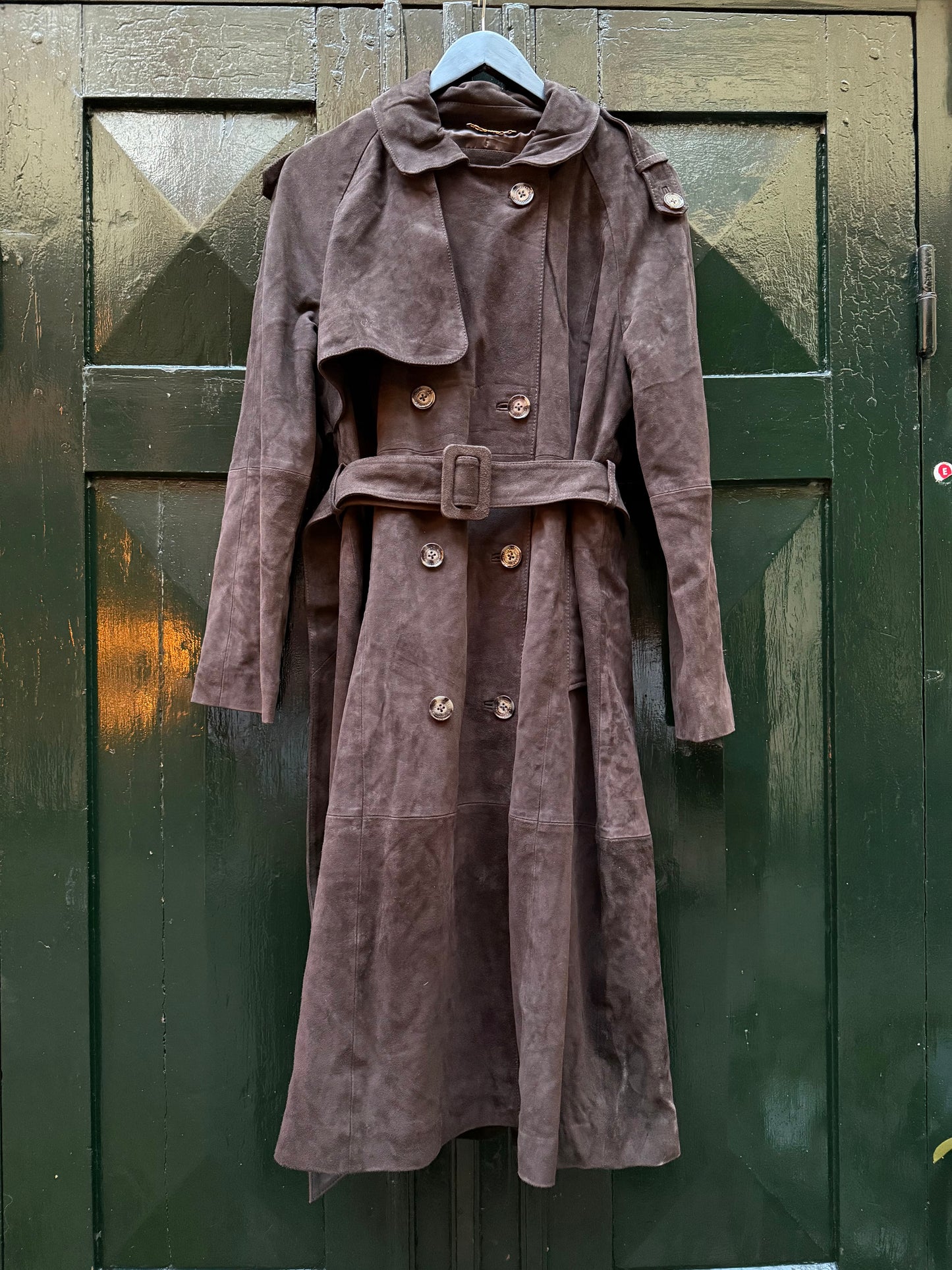 Donna Karan Suede Trenchcoat in Brown