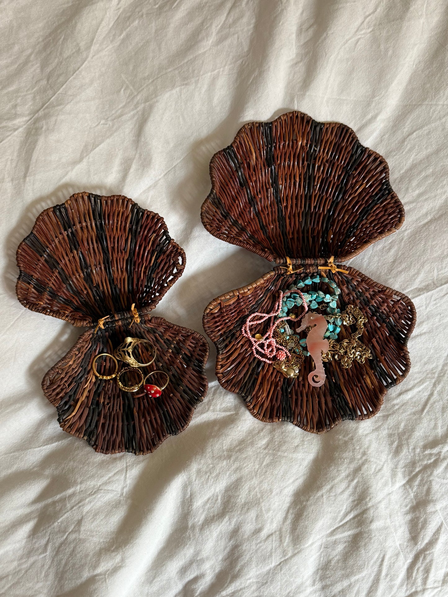 Vintage Wicker Shell Boxes