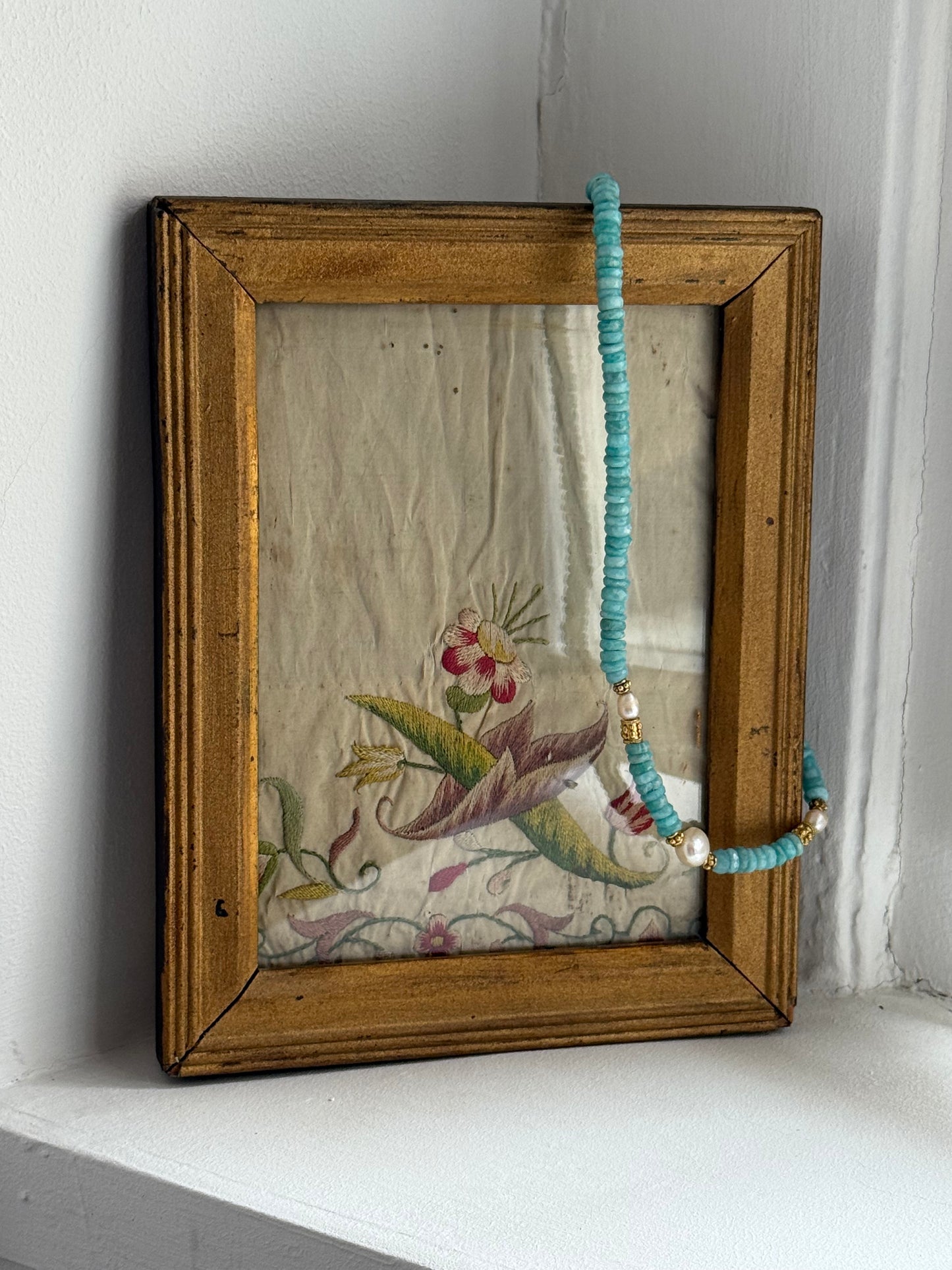 Amanda Marcucci Larimar and Fresh Water Pearls Necklace