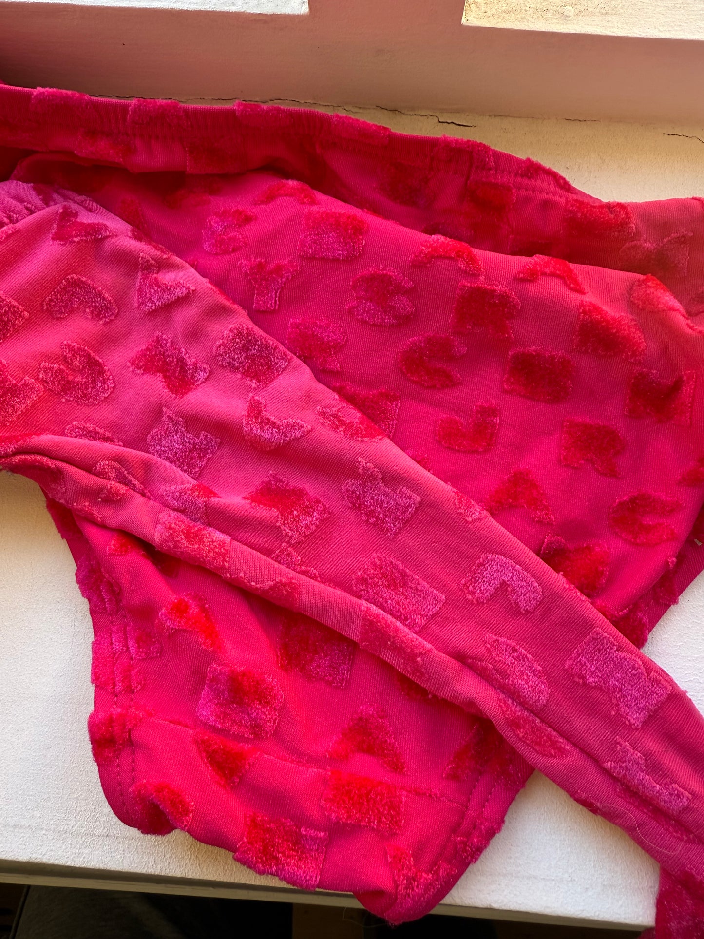 Vintage Marc by Marc Jacobs Hot Pink Velour Logo Bow Bikini Set