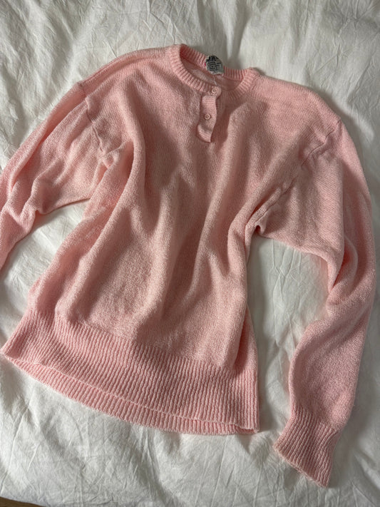 Vintage Pink Henley Knit