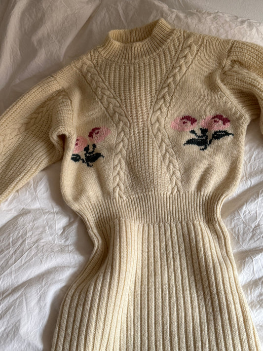 Rouje Knitted Dress with Flower Embroidery