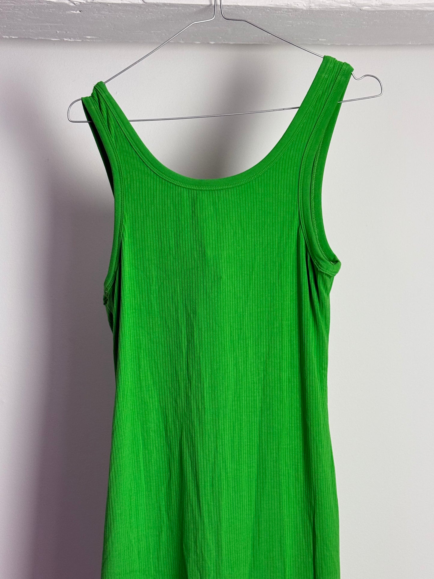 Simkhai Green Ribbed Midi Dress With Button Detail
