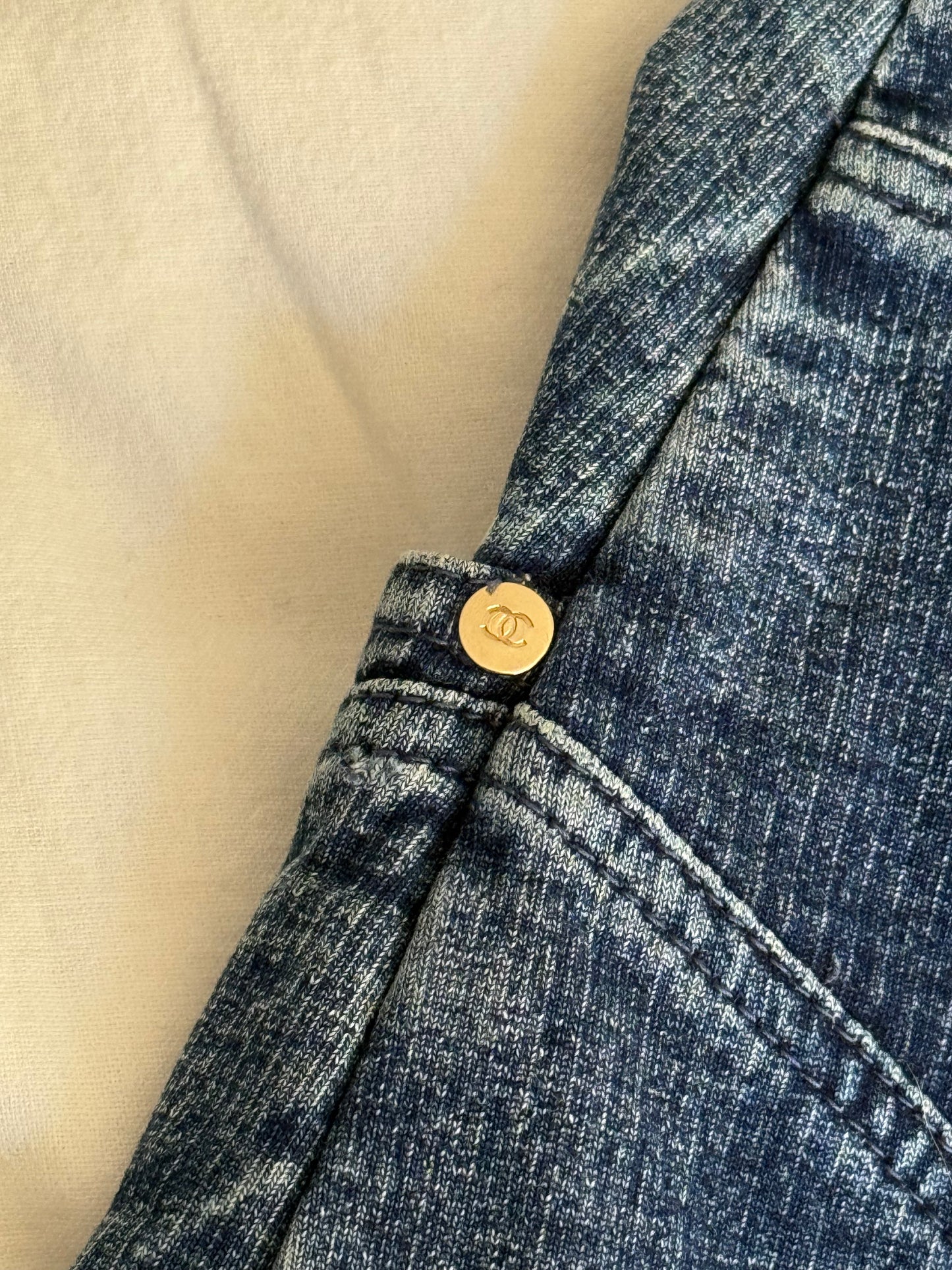 Vintage Chanel Curved Seam Denim Mini Skirt