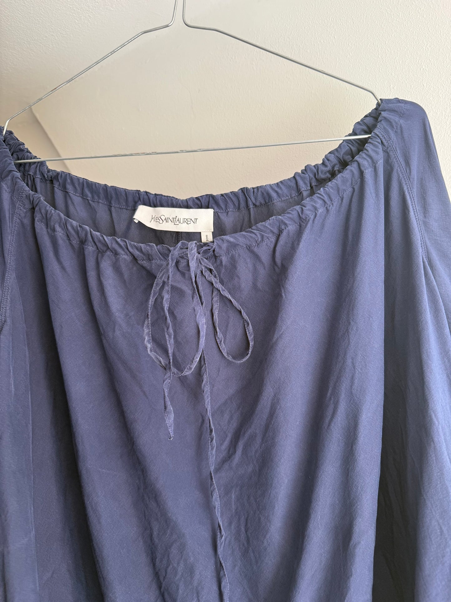 Vintage Yves Saint Laurent Navy Silk Top
