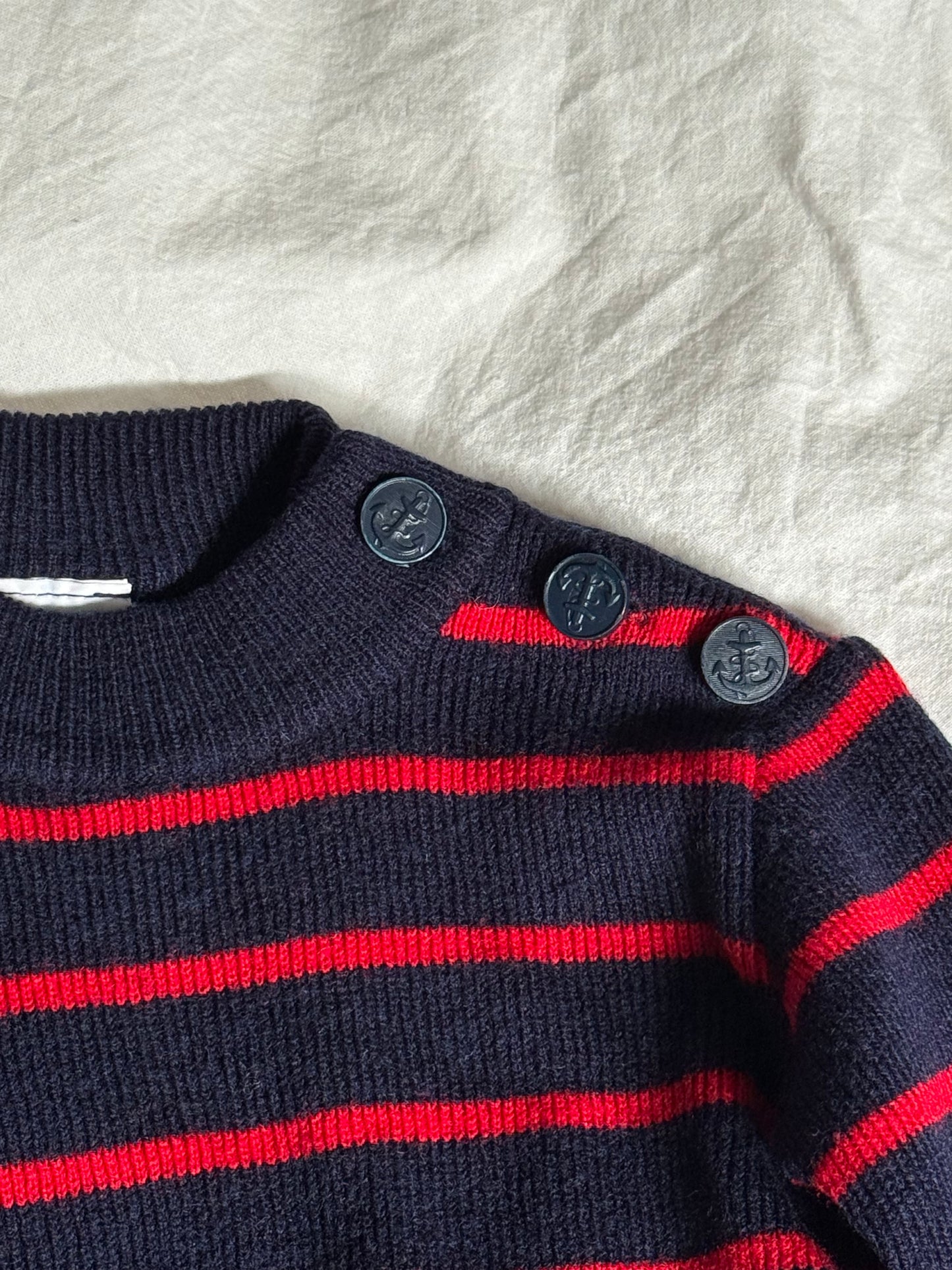 Vintage 1970s Baby Maritime Sweater with Matching Socks