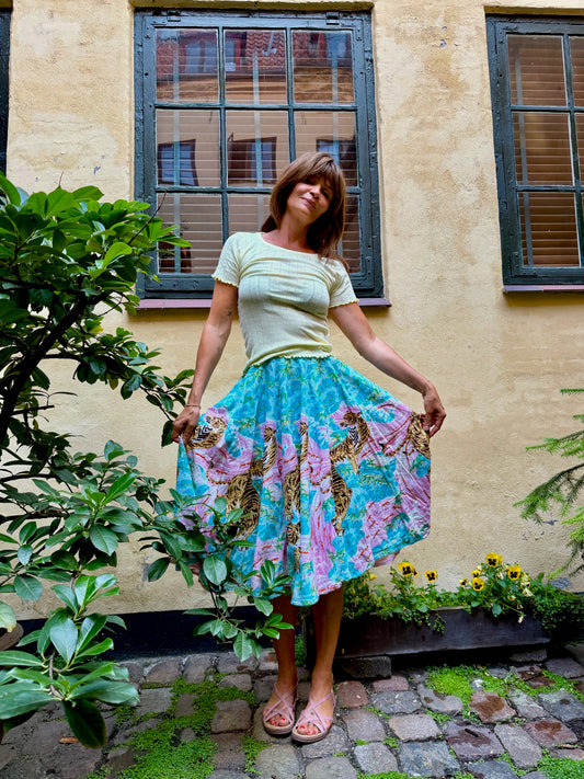 Rare Vintage Monica Paris Embellished Tiger Print Skirt