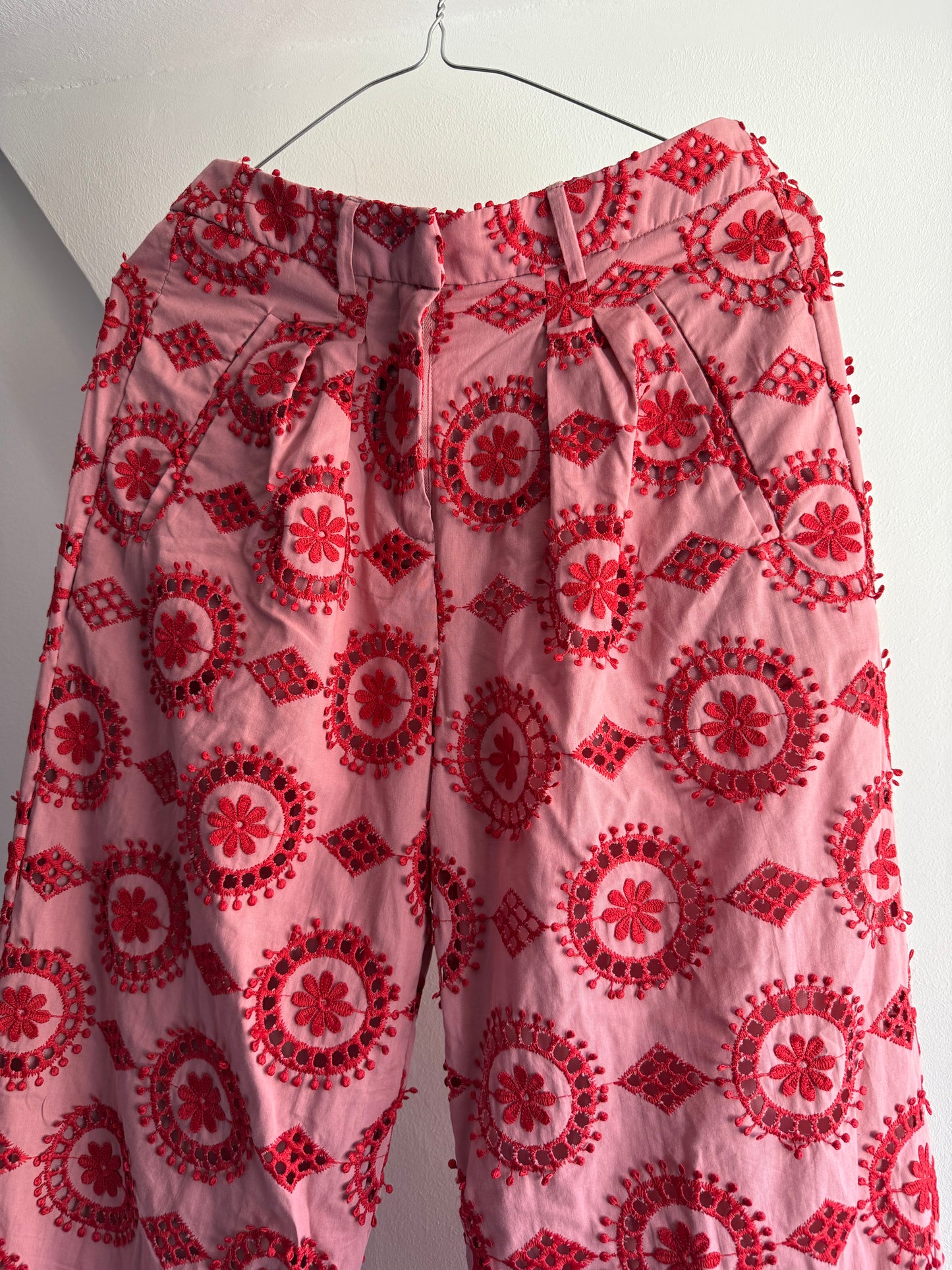 Hofmann Copenhagen Pink Trousers with Red Embroidery