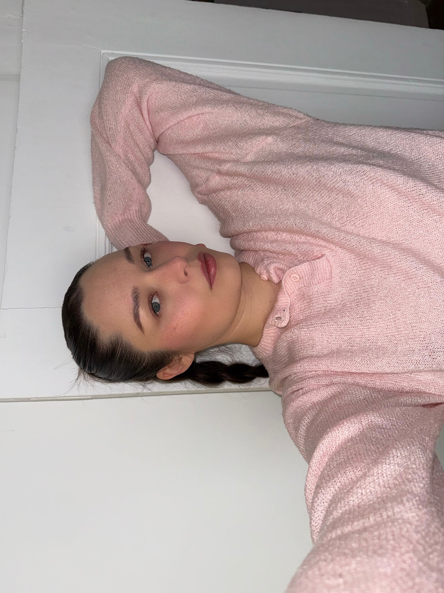 Vintage Pink Henley Knit