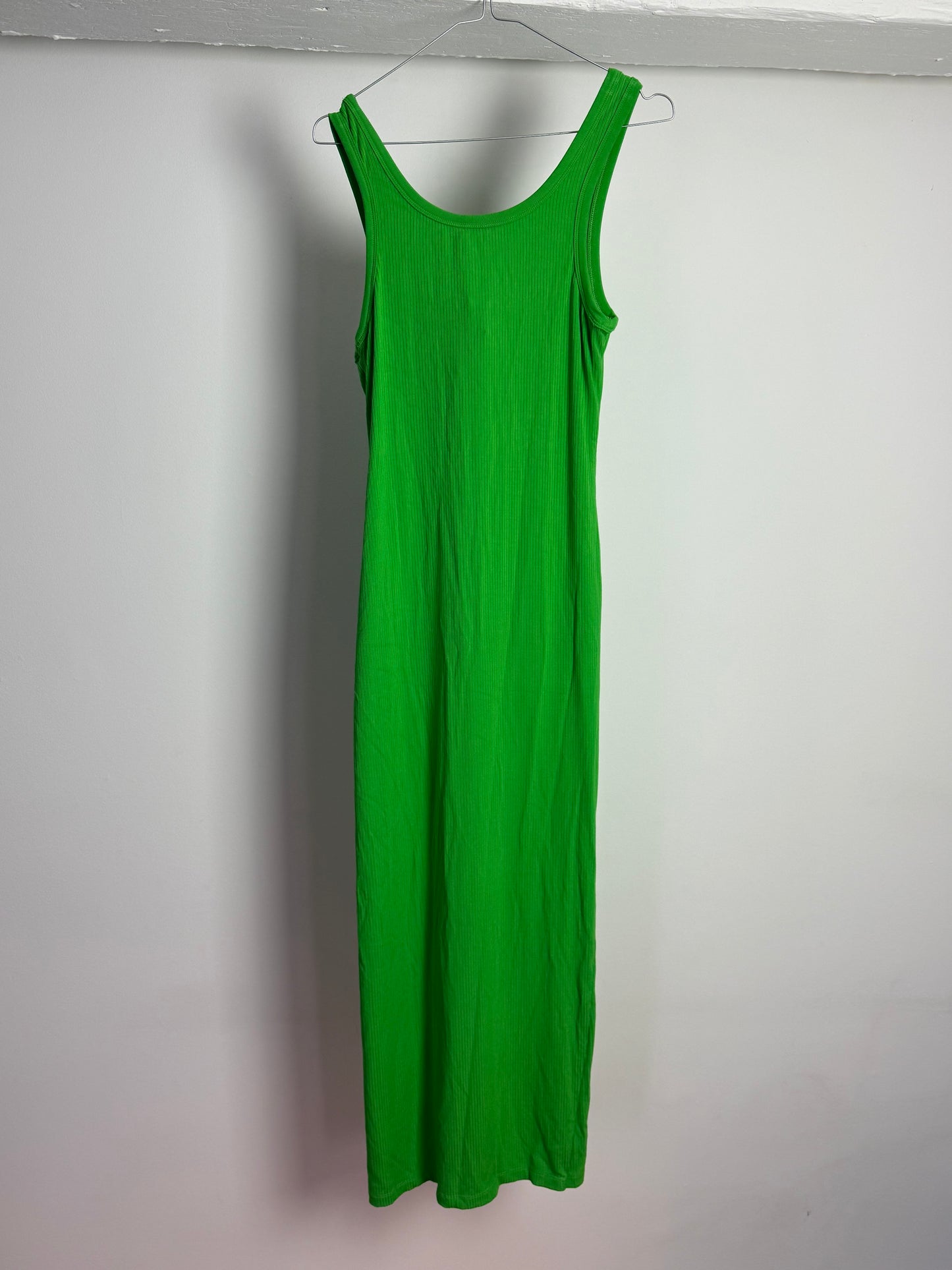 Simkhai Green Ribbed Midi Dress With Button Detail
