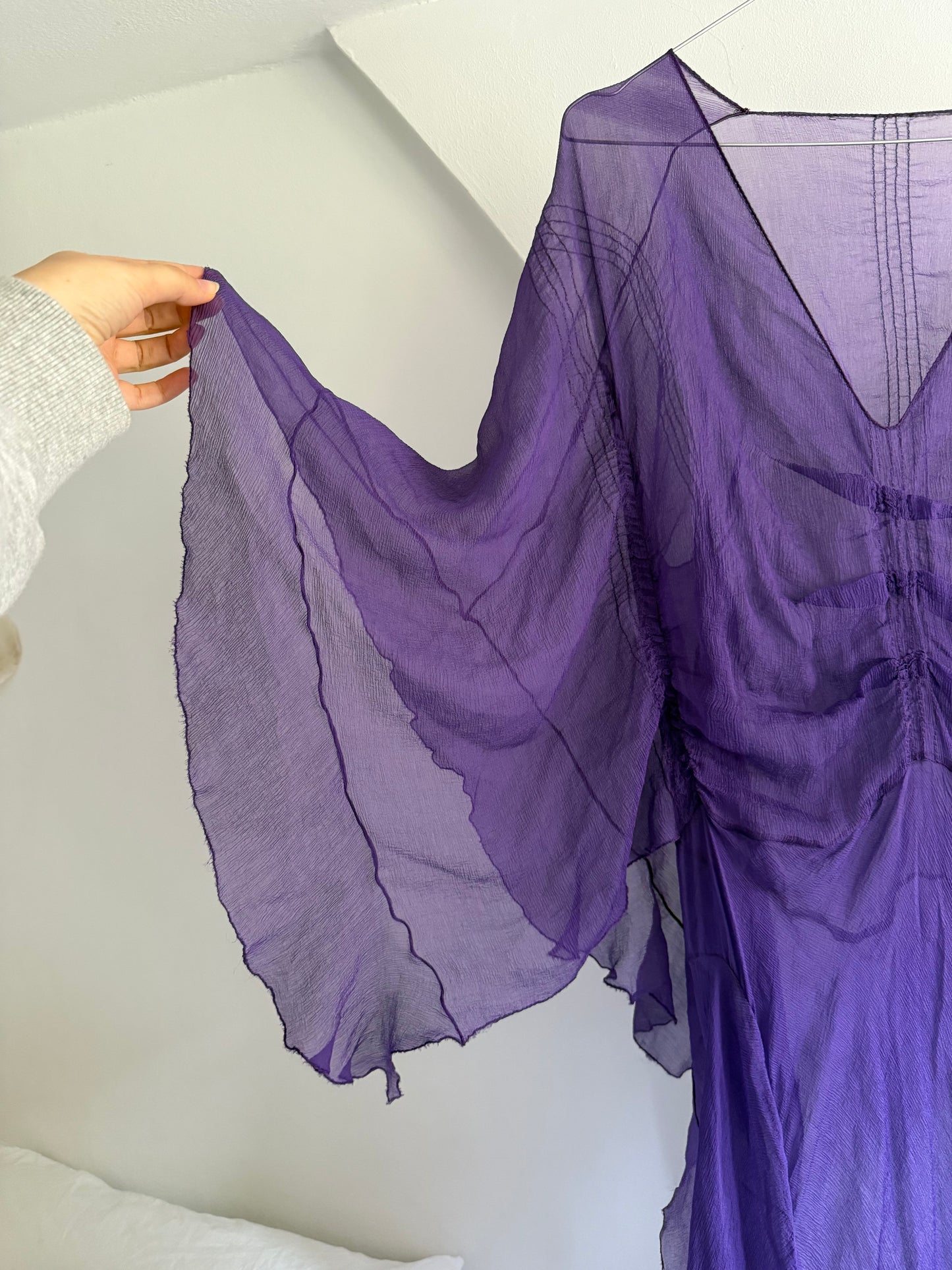 Vintage Sheer Violet Chiffon Maxi Dress