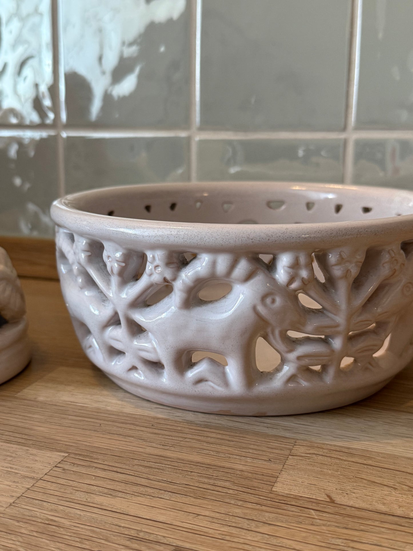 Vintage L. Hjorts Ceramic Set with Bowl and Candle Holder c. 1960s