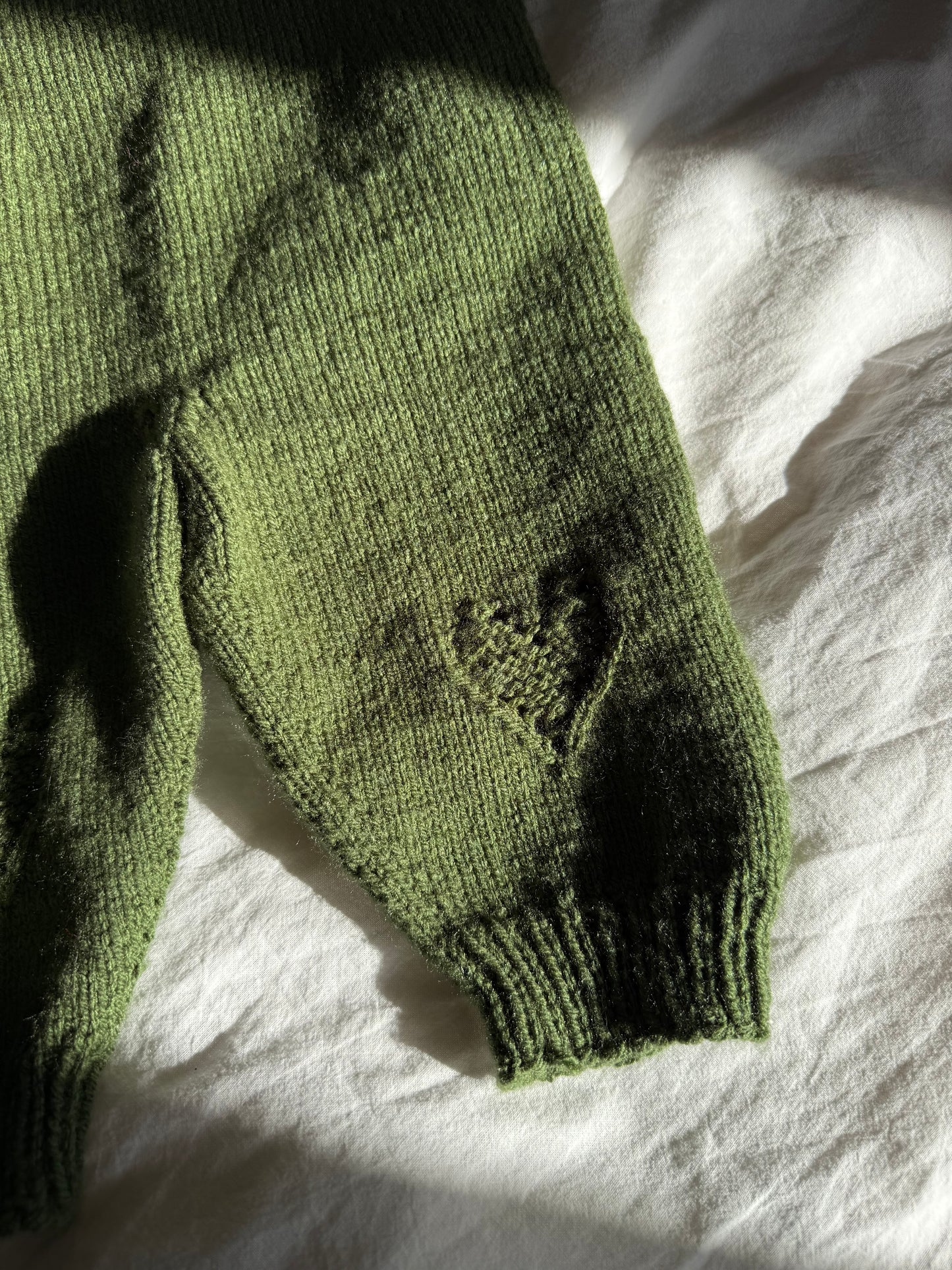 Vintage Handknit Baby Romper with Heart Details