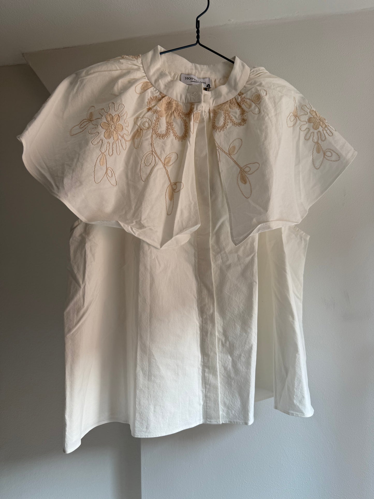 Hofmann Copenhagen Embroidered Cotton Cape Blouse