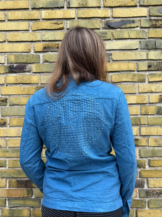 Slow Works Blue Cotton Jacket with Back Motive