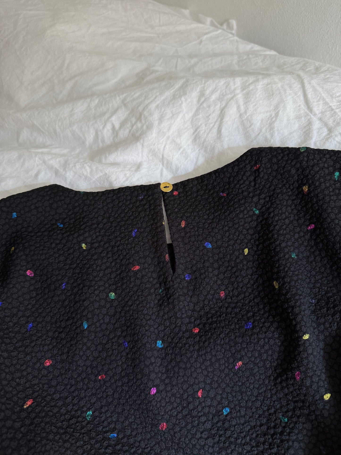 Stine Goya Top with Colorful Glitter Details and Balloon Sleeves