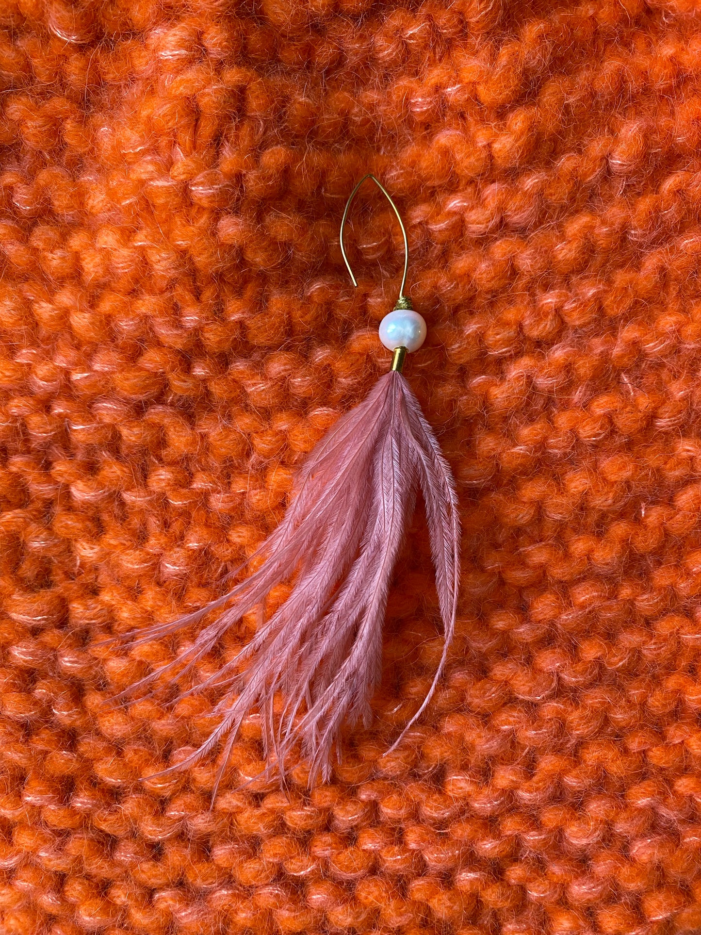 Pink Feather Earring