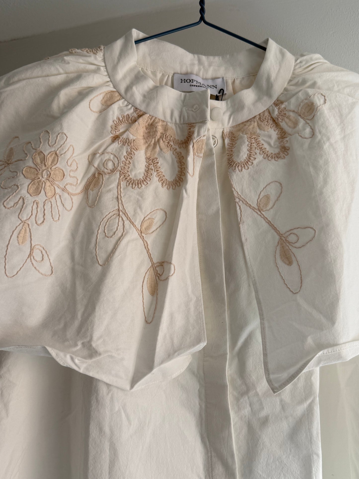 Hofmann Copenhagen Embroidered Cotton Cape Blouse