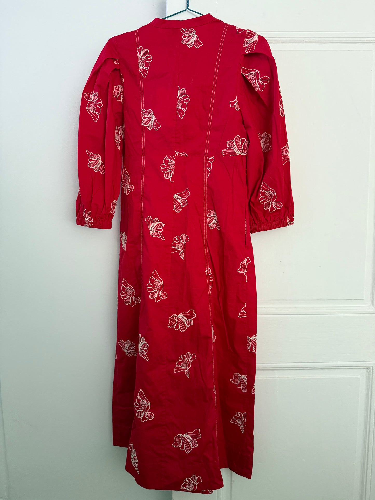 Hofmann Copenhagen Red Embroidered Cotton Midi Dress