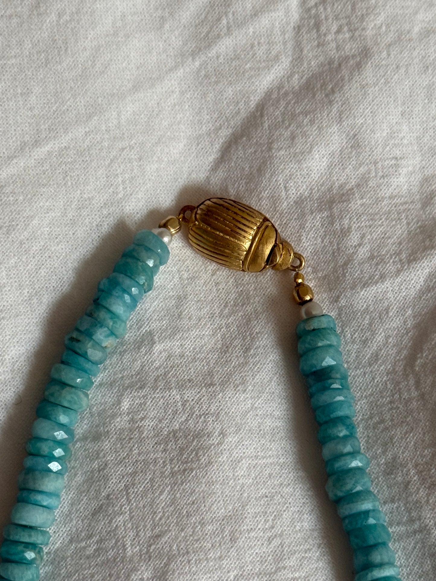 Amanda Marcucci Larimar and Fresh Water Pearls Necklace