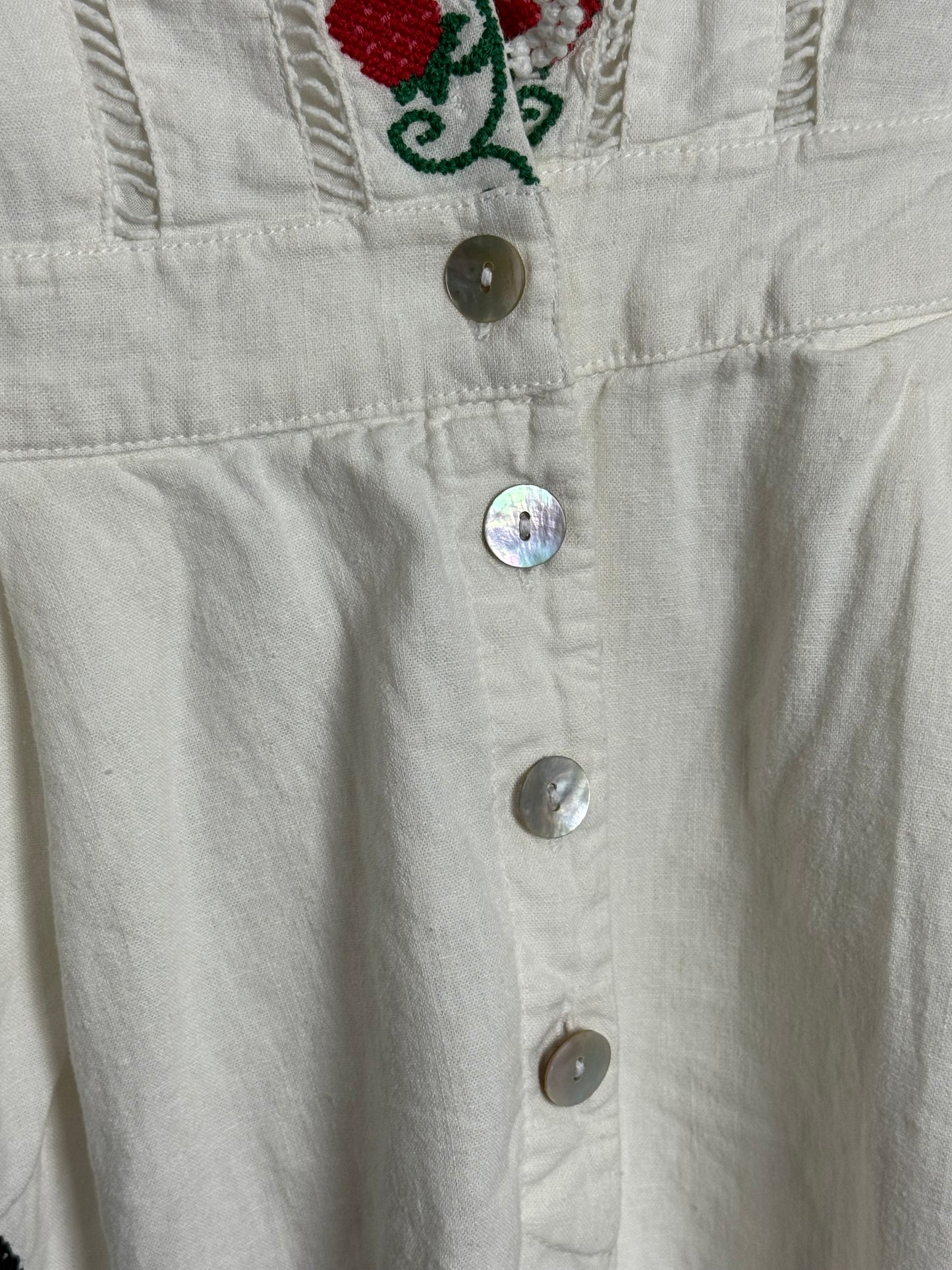 FARM Rio Embroidered Strawberry and Toucan Cotton Playsuit