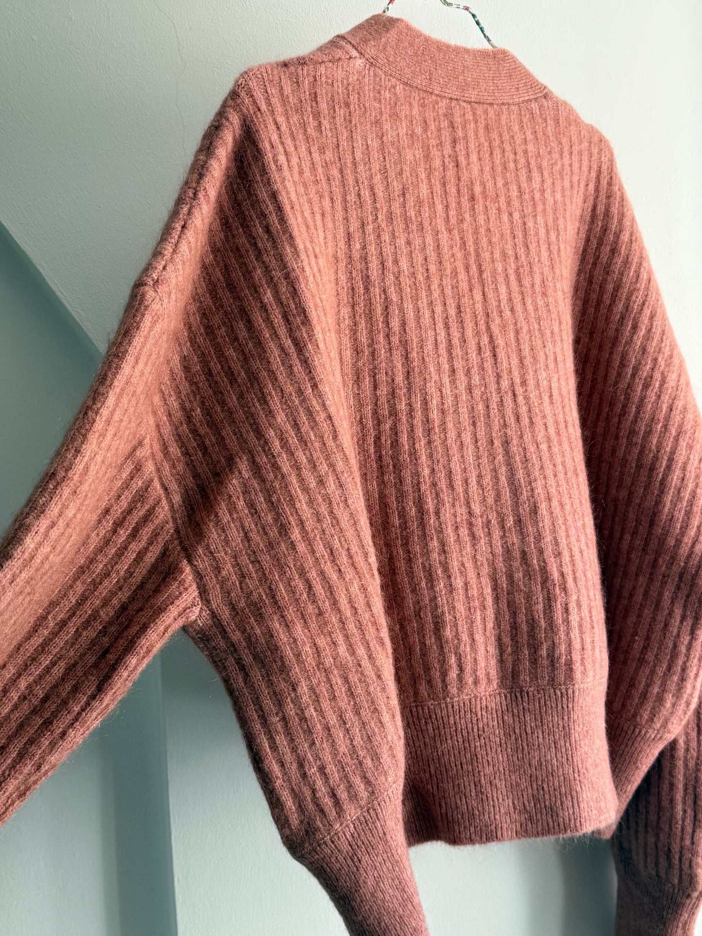 Anine Bing Pink Mohair Blend Cardigan