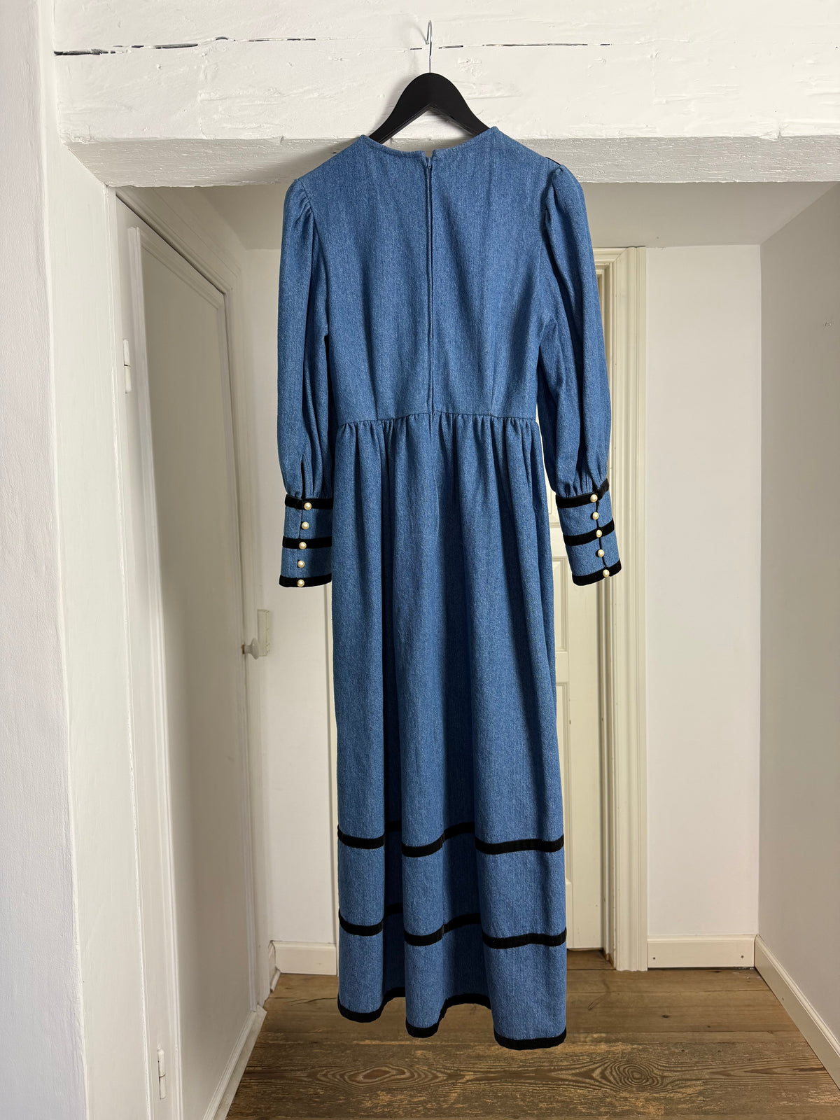 BATSHEVA Denim Dress with Velvet Details
